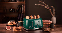 HKM-571411 Stainless Steel 4-Slice Toaster with Self-Centering Function and Woodgrain Knob