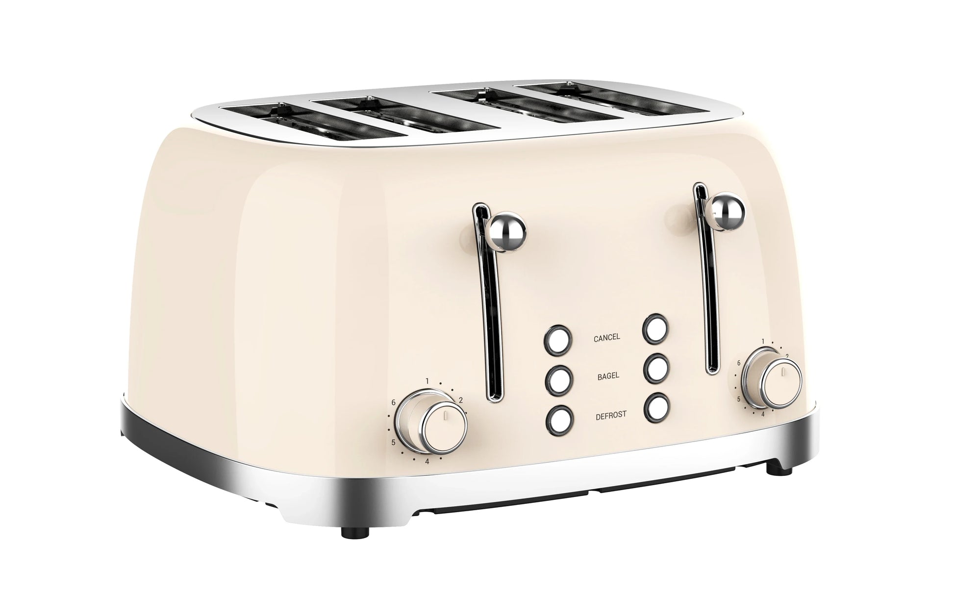 HKM-571411 Stainless Steel 4-Slice Toaster with Self-Centering Function and Woodgrain Knob