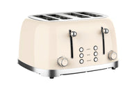 HKM-571411 Stainless Steel 4-Slice Toaster with Self-Centering Function and Woodgrain Knob