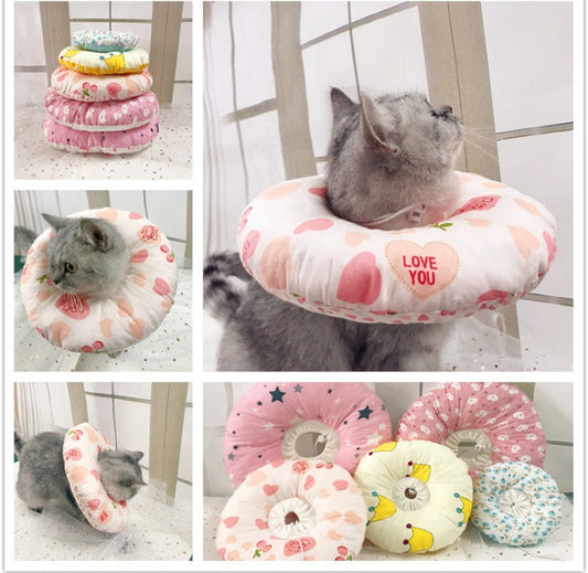 HKM-5714365 Soft Cotton Cat Collar with Adjustable Sizes and Cute Cartoon Designs