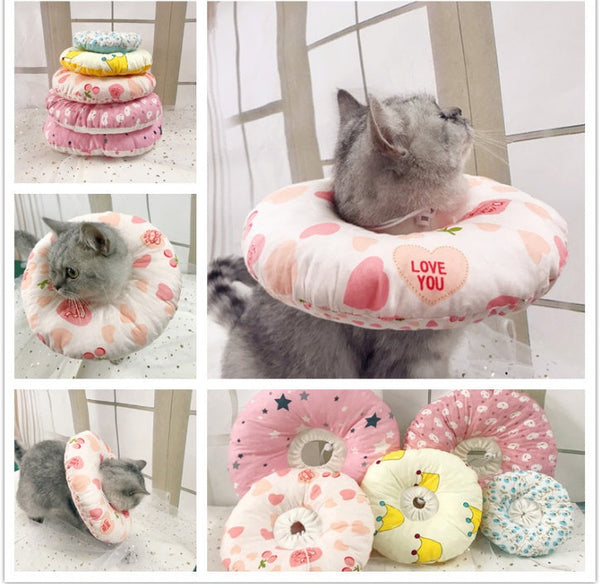 HKM-5714365 Soft Cotton Cat Collar with Adjustable Sizes and Cute Cartoon Designs