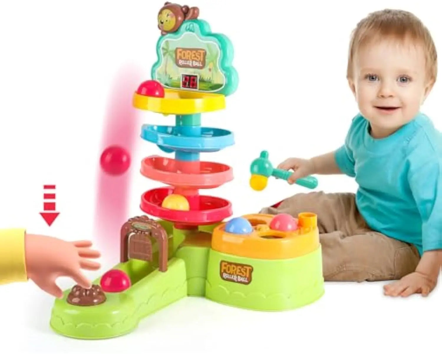 HKM-571475 4-in-1 Educational Ball Drop Game Set for Infants and Toddlers, Score-Based Fun