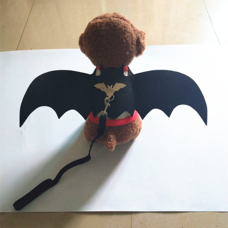 HKM-5716541 Halloween Bat Wings Costume for Dogs and Cats - Adjustable Chest Strap in Black
