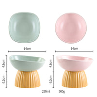 HKM-5718333 Ceramic Pet Bowl Collection with Vertical Pattern Design in Multiple Shapes and Colors