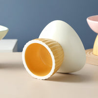 HKM-5718333 Ceramic Pet Bowl Collection with Vertical Pattern Design in Multiple Shapes and Colors