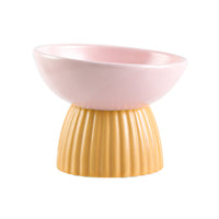HKM-5718333 Ceramic Pet Bowl Collection with Vertical Pattern Design in Multiple Shapes and Colors