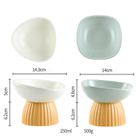 HKM-5718333 Ceramic Pet Bowl Collection with Vertical Pattern Design in Multiple Shapes and Colors