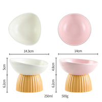 HKM-5718333 Ceramic Pet Bowl Collection with Vertical Pattern Design in Multiple Shapes and Colors