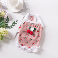 HKM-5718717 Casual Cat and Small Dog Vest Skirt Outfit for Spring and Summer - Available in Red and Pink