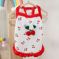 HKM-5718717 Casual Cat and Small Dog Vest Skirt Outfit for Spring and Summer - Available in Red and Pink