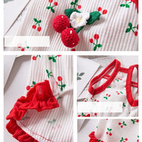 HKM-5718717 Casual Cat and Small Dog Vest Skirt Outfit for Spring and Summer - Available in Red and Pink