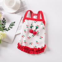 HKM-5718717 Casual Cat and Small Dog Vest Skirt Outfit for Spring and Summer - Available in Red and Pink