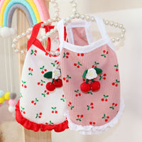 HKM-5718717 Casual Cat and Small Dog Vest Skirt Outfit for Spring and Summer - Available in Red and Pink