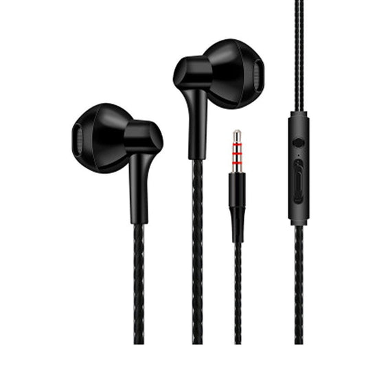 HKM-571987 Universal In-Ear Headphones with Metal Design and 3.5mm Straight Plug for Sports Use