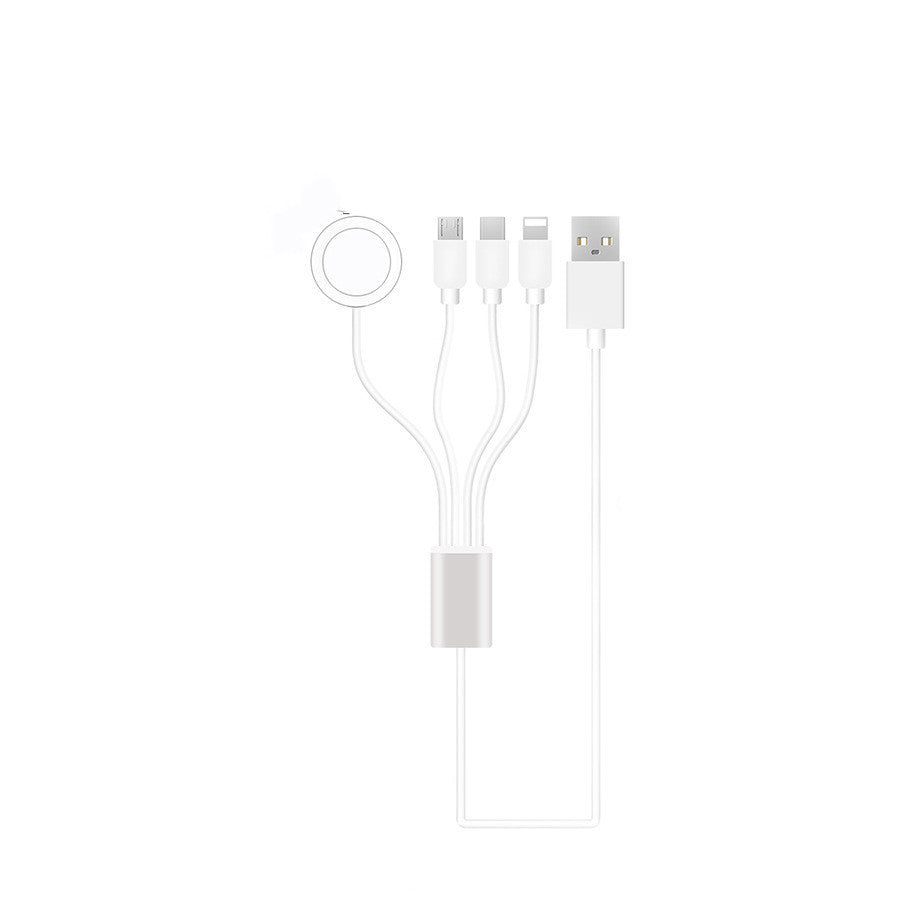 HKM-572051 Four-in-One Charging Cable for Apple and Android Devices with Type-C, Micro, iPhone, and iWatch Compatibility
