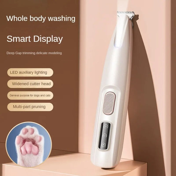 HKM-5721917 LED Light Waterproof Electric Pet Paw Trimmer with Safety Features and Rechargeable Battery
