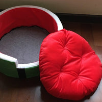 HKM-5722173 Cozy Watermelon Pet Bed for Small Dogs and Cats - Soft Shu Cotton Design for Autumn and Winter Comfort