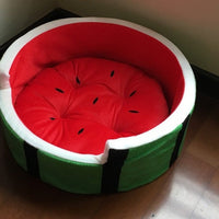 HKM-5722173 Cozy Watermelon Pet Bed for Small Dogs and Cats - Soft Shu Cotton Design for Autumn and Winter Comfort