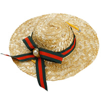 HKM-5722301 Stylish Straw Hat for Pet Shade - Perfect for Cats and Dogs
