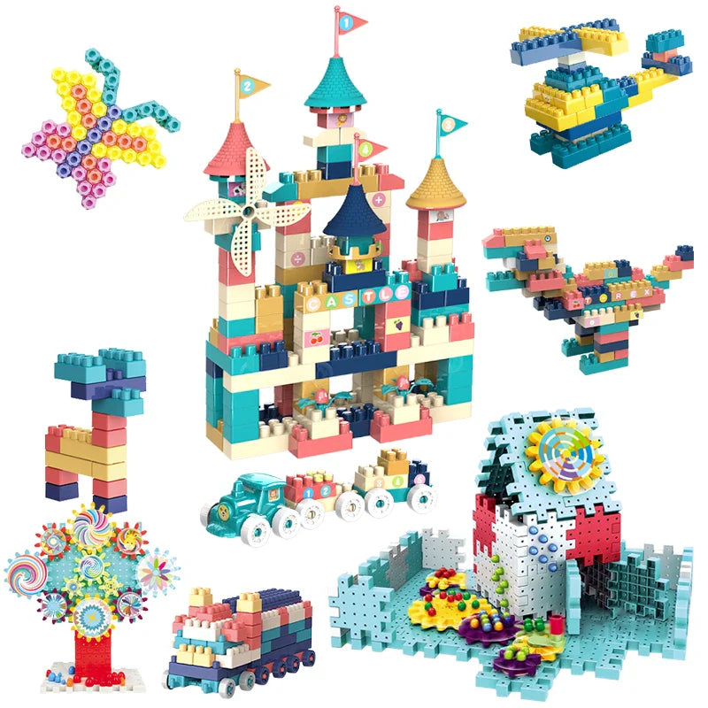 HKM-572243 Creative Building Block Toy Set for Kids - Gear Assembly Educational Puzzle for Ages 6 and Up