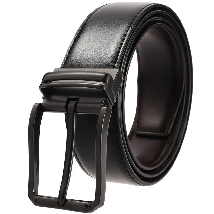 HKM-572371 Genuine Leather Casual Pin Buckle Belt for Men - Model LY35-3872-1