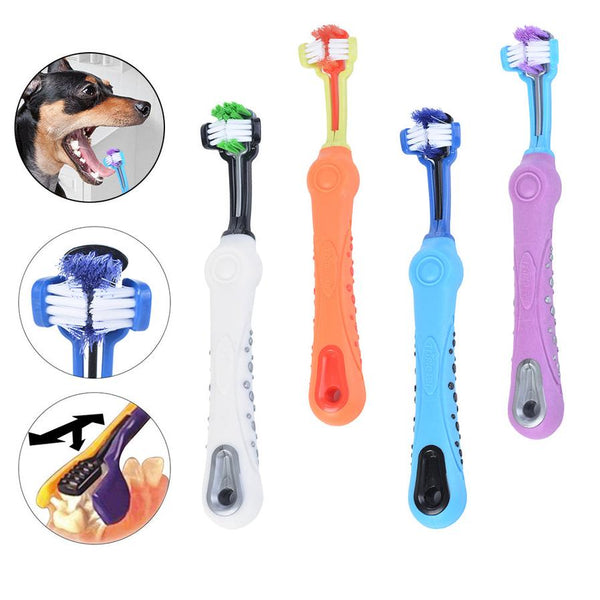 HKM-572563 Three-Sided Pet Toothbrush for Effective Tartar and Bad Breath Control