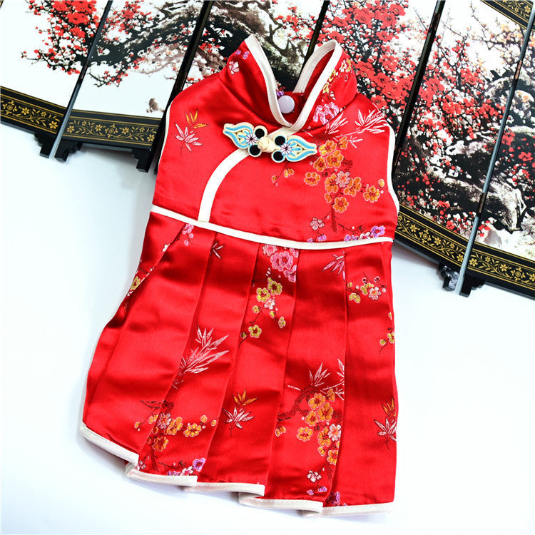 HKM-5726269 Elegant Brocade Dress for Female Pets - Spring, Summer & Autumn Style