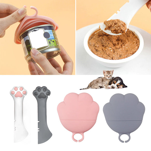HKM-5727165 Multifunctional Pet Food Spoon and Can Opener for Cats and Dogs, Silicone Scoop and Lid Set