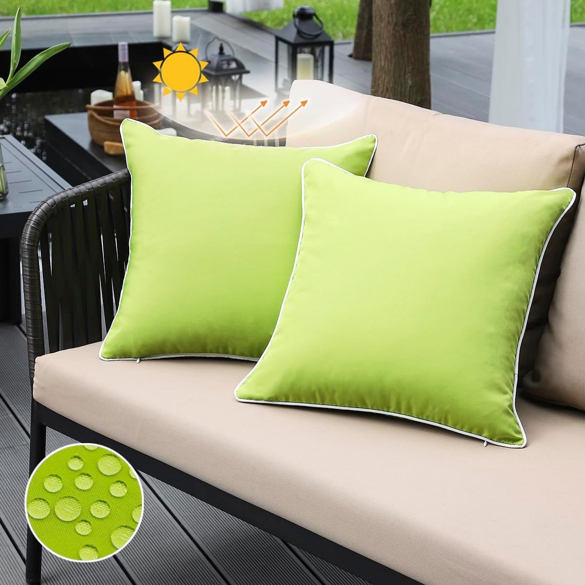 HKM-572947 Outdoor Waterproof Decorative Pillow Cover for Patio and Tent - Square Cushion Case