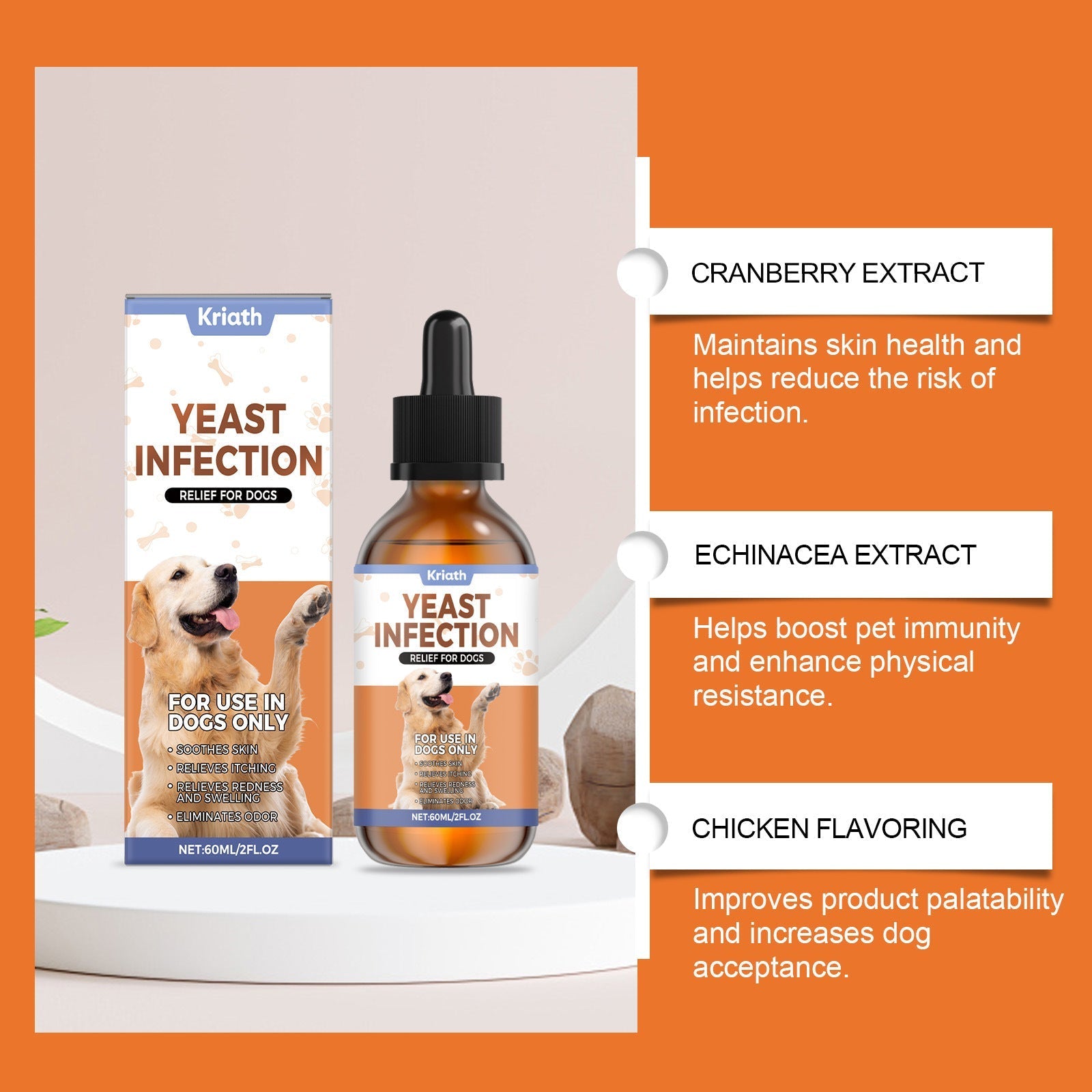 HKM-5729725 Immune Support Herbal Drops for Dogs with Cranberry, Echinacea, and Chicken Essence