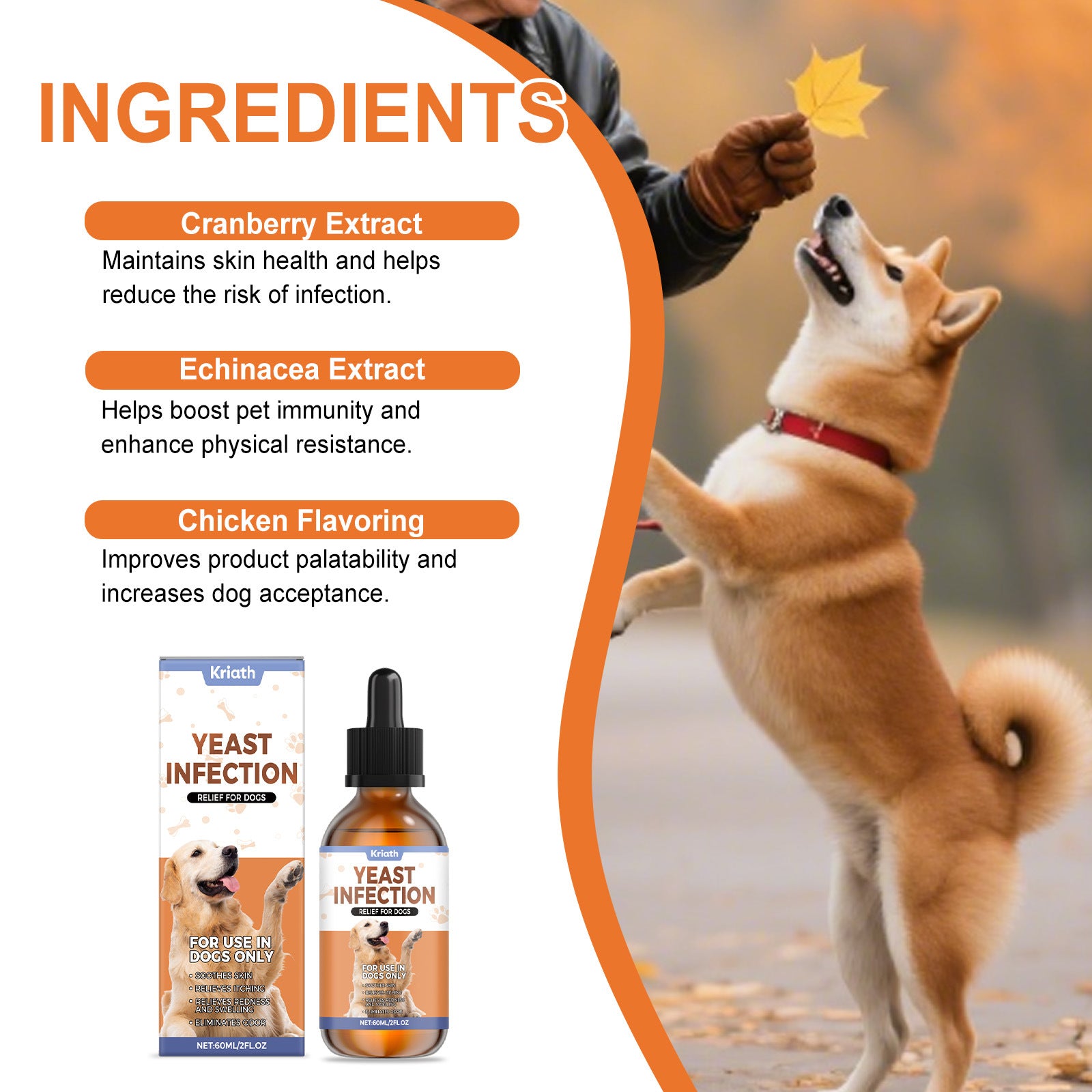 HKM-5729725 Immune Support Herbal Drops for Dogs with Cranberry, Echinacea, and Chicken Essence