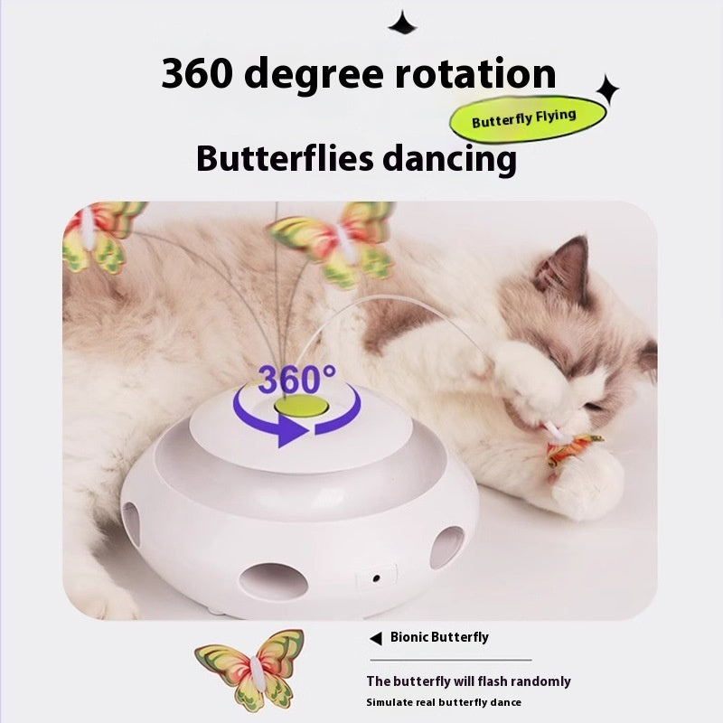 HKM-5730493 Automatic Electric Cat Toy with Rechargeable Function and Interchangeable Heads, Perfect for Pet Playtime