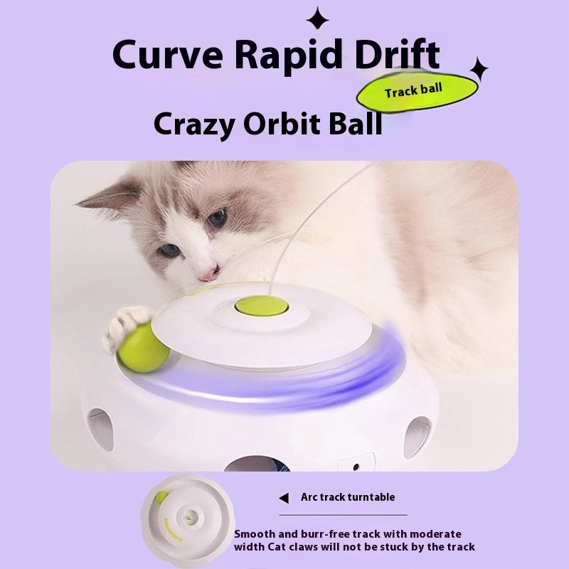 HKM-5730493 Automatic Electric Cat Toy with Rechargeable Function and Interchangeable Heads, Perfect for Pet Playtime