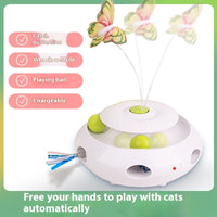 HKM-5730493 Automatic Electric Cat Toy with Rechargeable Function and Interchangeable Heads, Perfect for Pet Playtime
