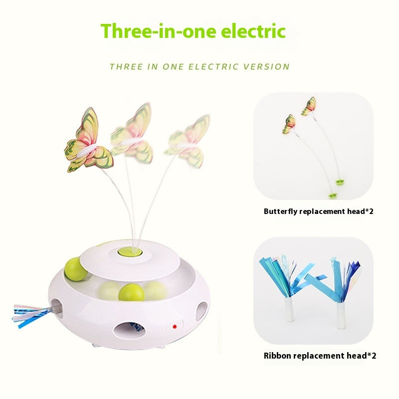 HKM-5730493 Automatic Electric Cat Toy with Rechargeable Function and Interchangeable Heads, Perfect for Pet Playtime