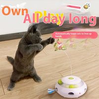 HKM-5730493 Automatic Electric Cat Toy with Rechargeable Function and Interchangeable Heads, Perfect for Pet Playtime