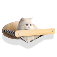 HKM-5731261 Pine Wood Cat Climbing Frame with Hammock and Staircase - Multi-Level Cat Wall Toy