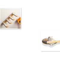 HKM-5731261 Pine Wood Cat Climbing Frame with Hammock and Staircase - Multi-Level Cat Wall Toy