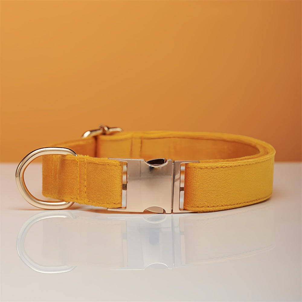 HKM-5731645 Striped Dog Collar with Leash - Available in Coral Orange, Light Water Green, Corn Yellow, Apple Green