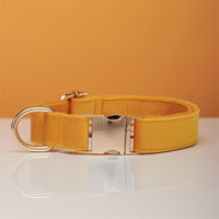 HKM-5731645 Striped Dog Collar with Leash - Available in Coral Orange, Light Water Green, Corn Yellow, Apple Green