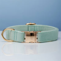 HKM-5731645 Striped Dog Collar with Leash - Available in Coral Orange, Light Water Green, Corn Yellow, Apple Green