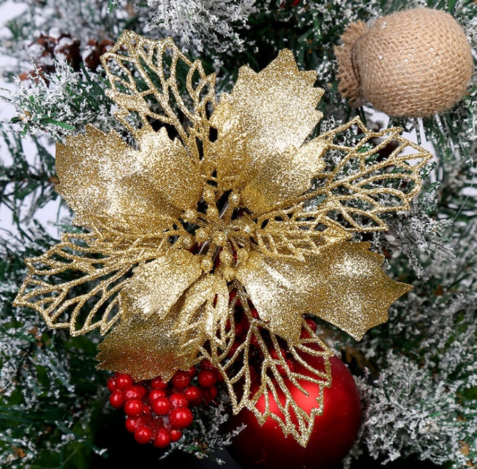 HKM-573267 Glittery Christmas Tree Wreath in White, Pink, Gold, Red, Champagne, Coffee, and Copper - 16CM