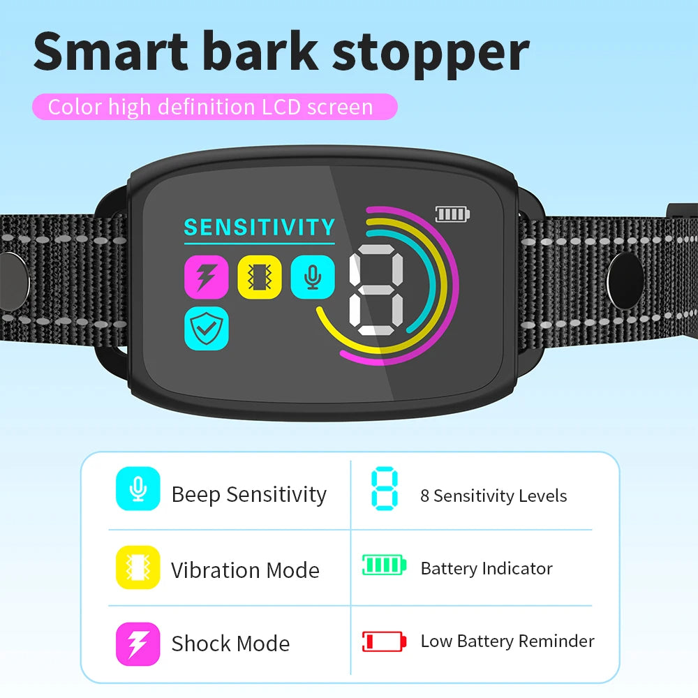 HKM-5732925 Rechargeable Smart Anti-Barking Dog Collar with Waterproof Design and Adjustable Sensitivity for Training