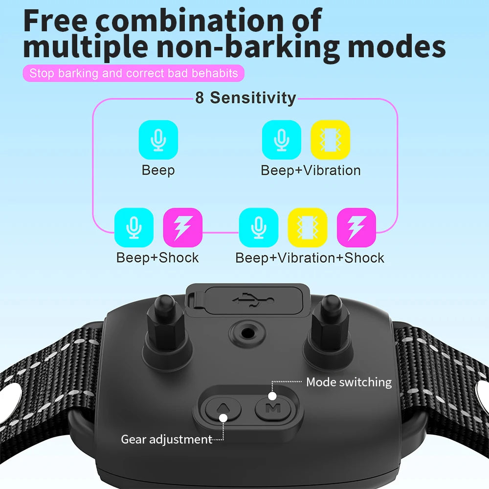 HKM-5732925 Rechargeable Smart Anti-Barking Dog Collar with Waterproof Design and Adjustable Sensitivity for Training