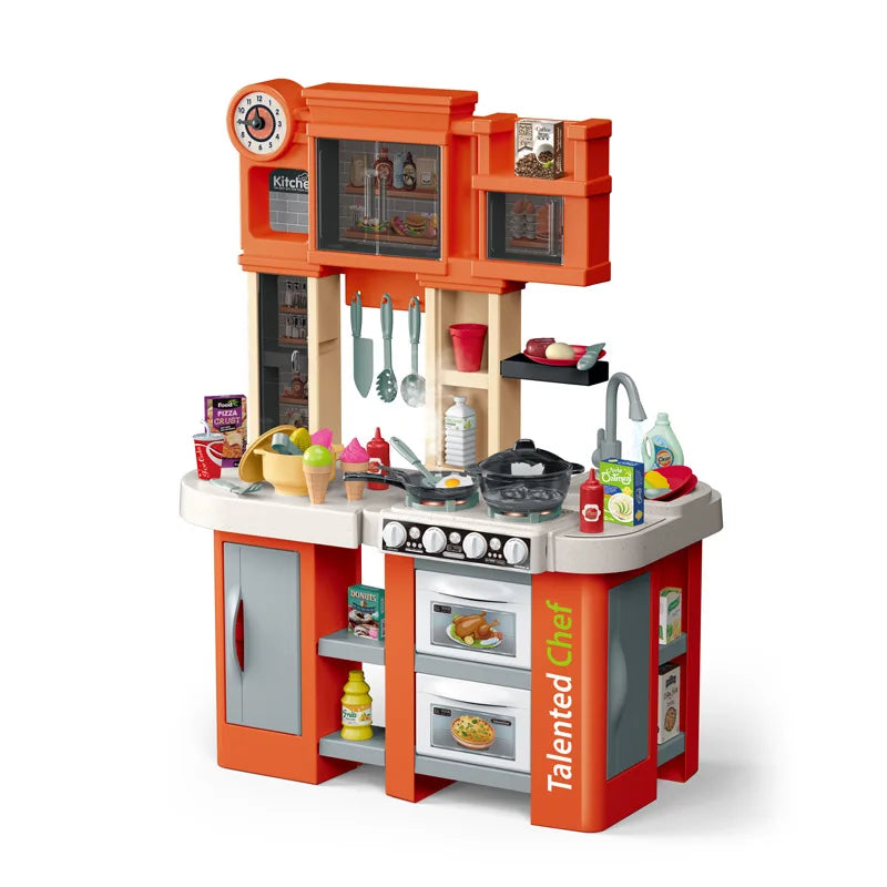 HKM-573331 Eco-Friendly Kids Walk-In Kitchen Toy Set with Working Faucet for Pretend Play, Ages 2 to 7