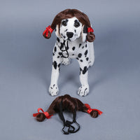 HKM-573331 Pet Dog Wig with Tied Double Braid for Fun Costumes and Performance