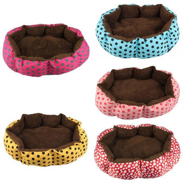 HKM-5733693 Cozy Soft Fleece Pet Bed for Dogs and Cats - Warm Plush House with Brushed Lamb Wool and PP Cotton, Multiple Colors Available