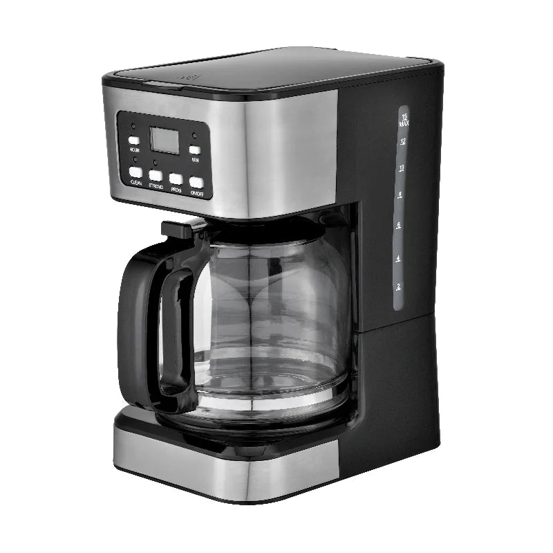 HKM-573395 Professional 1.5 L Drip Coffee Maker with LED Display for 12 Cups Brewing