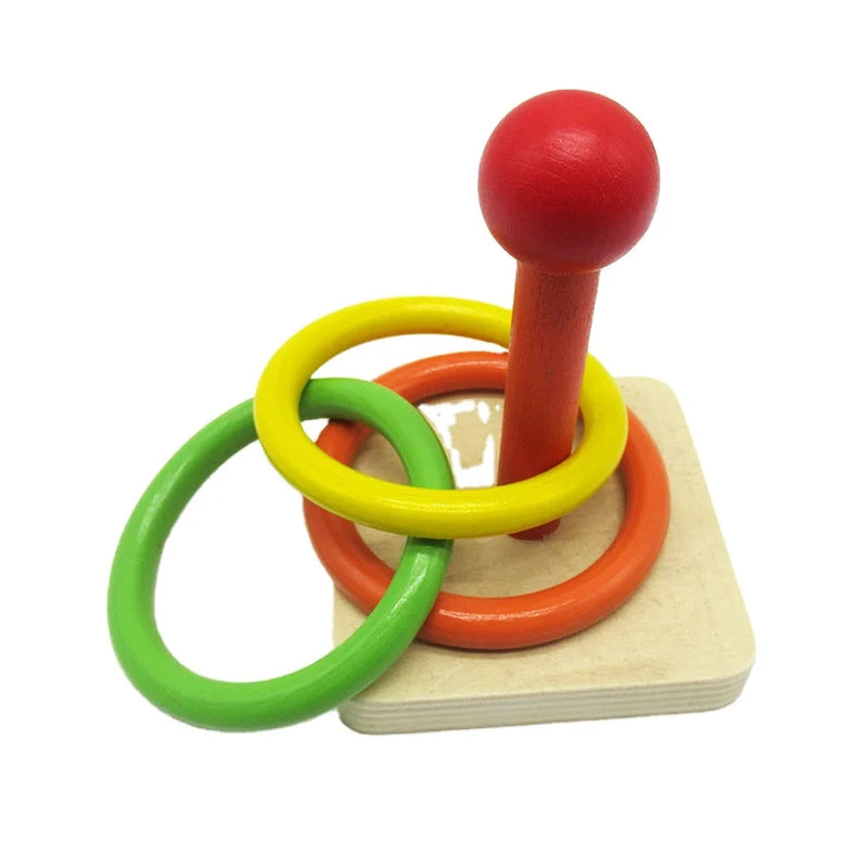 HKM-573459 Wooden Ring Toss Game for Kids Ages 2-4 - Develops Eye-Hand Coordination and Fine Motor Skills
