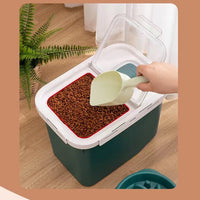 HKM-5735613 Moisture-Proof Pet Food Storage Barrel - 12L Capacity, Green/Orange/White